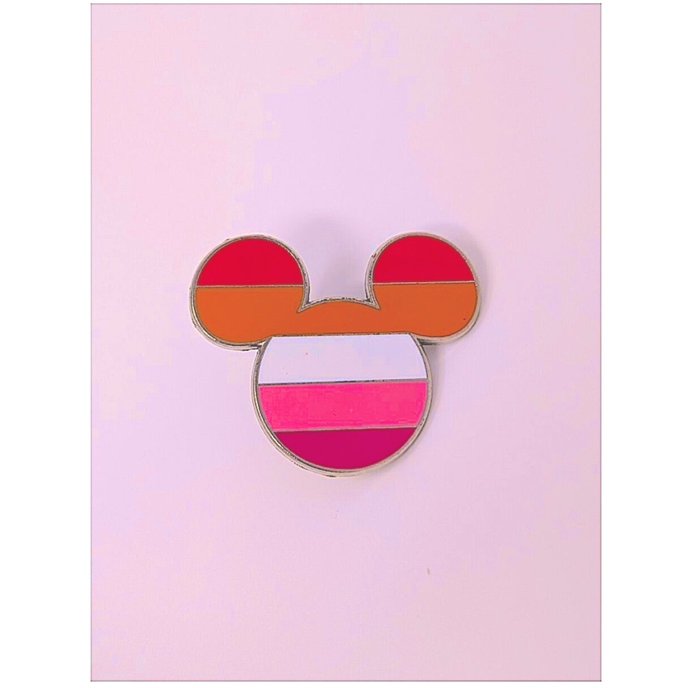 LGBTQ+ WLW / Lesbian Pride Flag Mickey Ears Icon Rainbow Collection Disney Pin - Picture 3 of 10